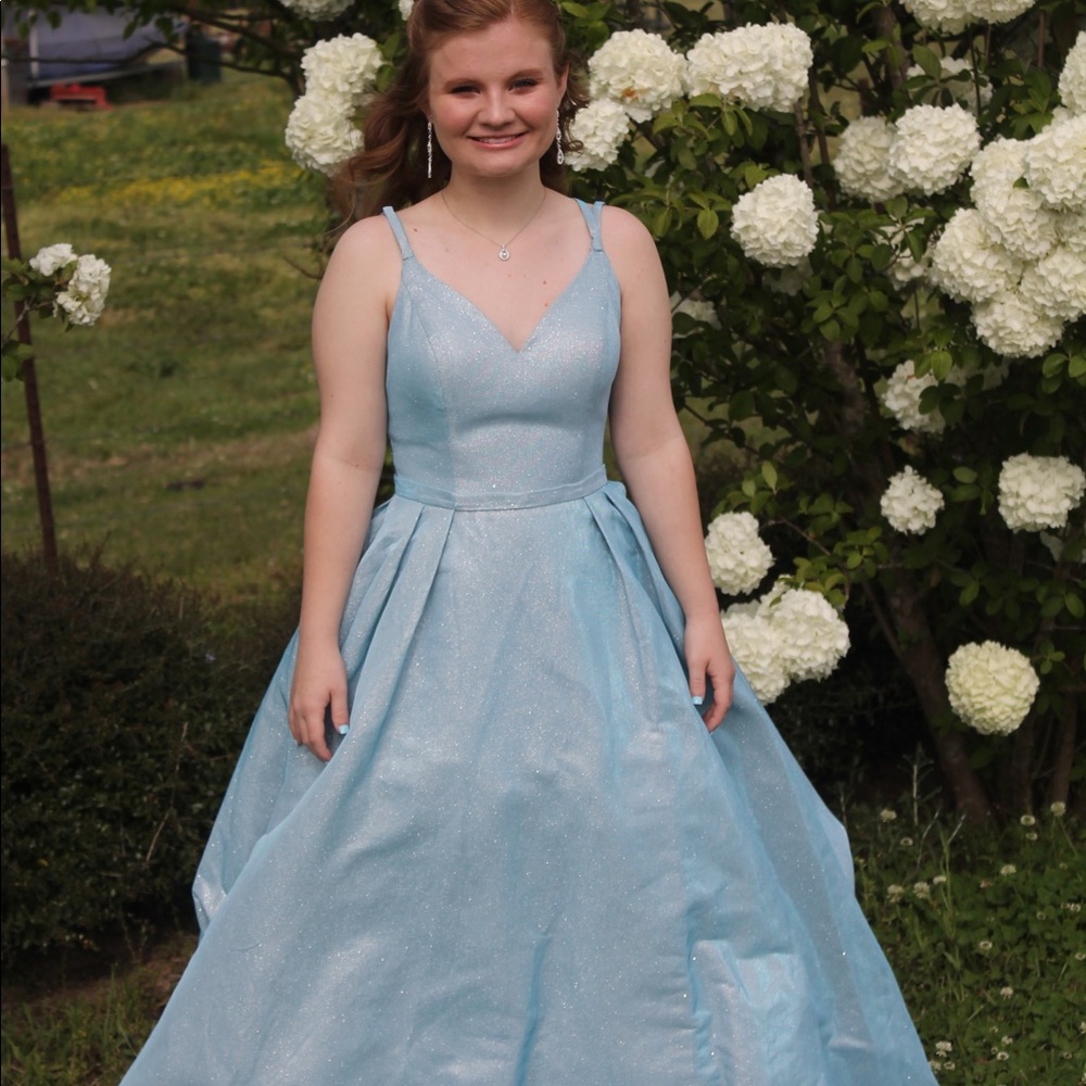 Light Blue Sparkly Prom Dress